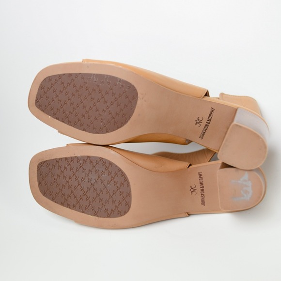 Johnston & Murphy Evelyn‎ Open Toe Bootie Womens 10M Tan Glove Leather 3" Heel - Picture 7 of 7